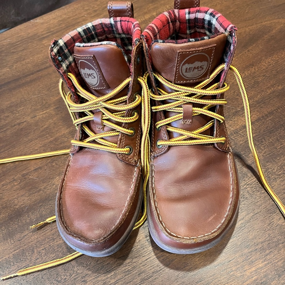 Lems Boulder Boot Leather with Plaid Lining